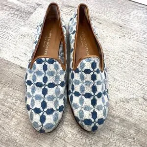 Stubbs & Wootton Blue and Brown Patterned Loafers Women main image 2